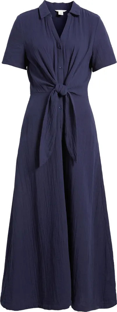 Caslon® Vacation Tie Front Gauze Shirtdress | Nordstromrack | Nordstrom Rack