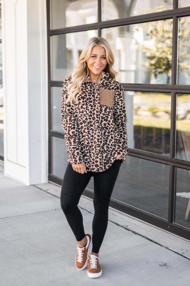 All Snowed In Animal Print Brown Pullover | The Pink Lily Boutique