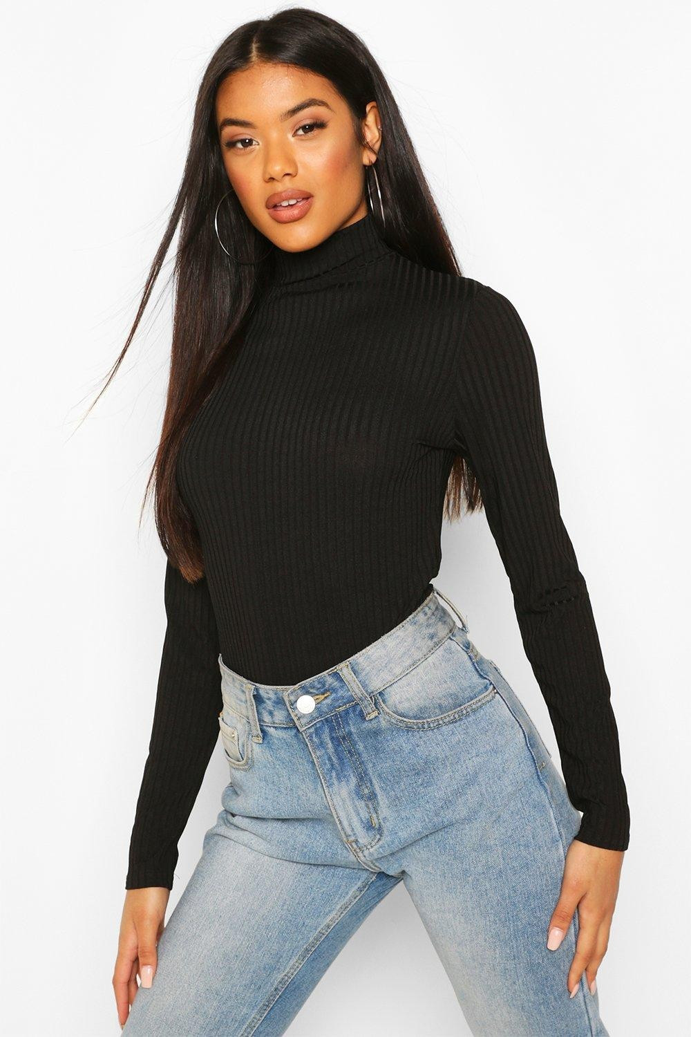 Womens Turtleneck One Piece - Black - 8 | Boohoo.com (US & CA)
