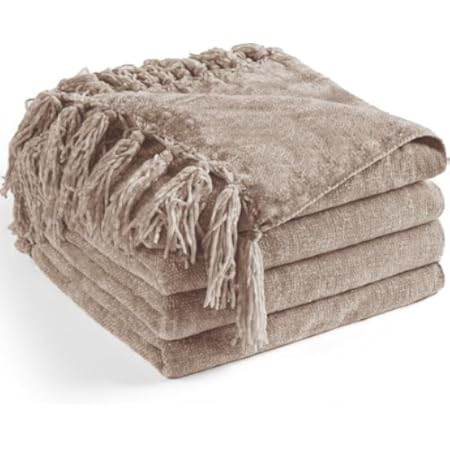 Amélie Home Chunky Soft Fluffy Knit Throw Blankets Textured Mulberry Throw Blanket with Handmade... | Amazon (US)