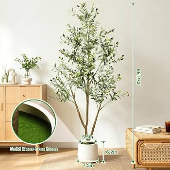 TNELTUEB 6FT Artificial Olive Tree Indoor with Lights & Planter, Realistic Faux Olive Trees with ... | Amazon (US)