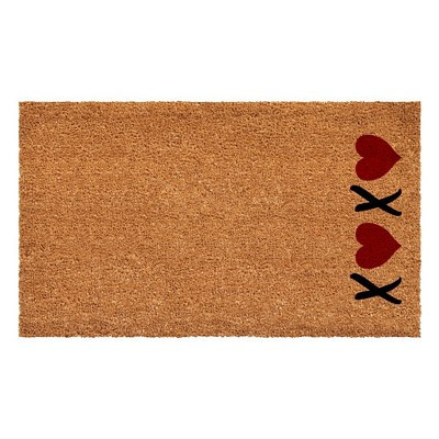 HomeRoots 17" X 29" Red And Black Valentine's Day Welcome Outdoor Coir Door Mat | Target