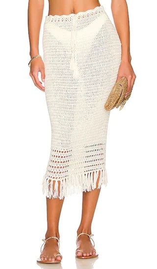 Angelina Midi Skirt in Ivory | Revolve Clothing (Global)