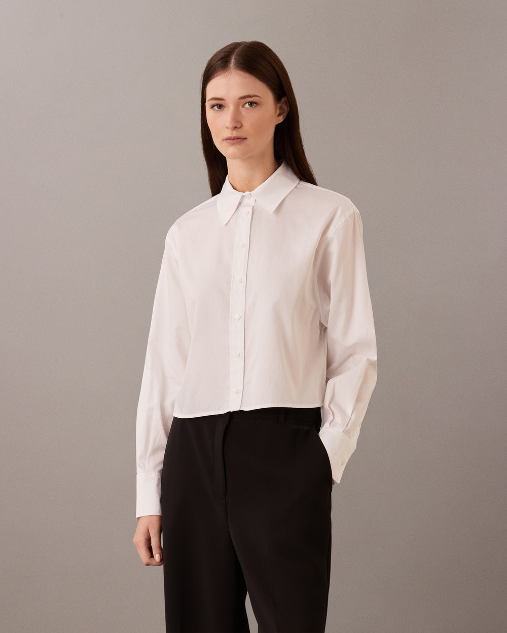 Calvin Klein - Soft Cotton Cropped Shirt - Casual shirts (BRIGHT WHITE) Soft Cotton Cropped Shirt | THE ICONIC (AU & NZ)