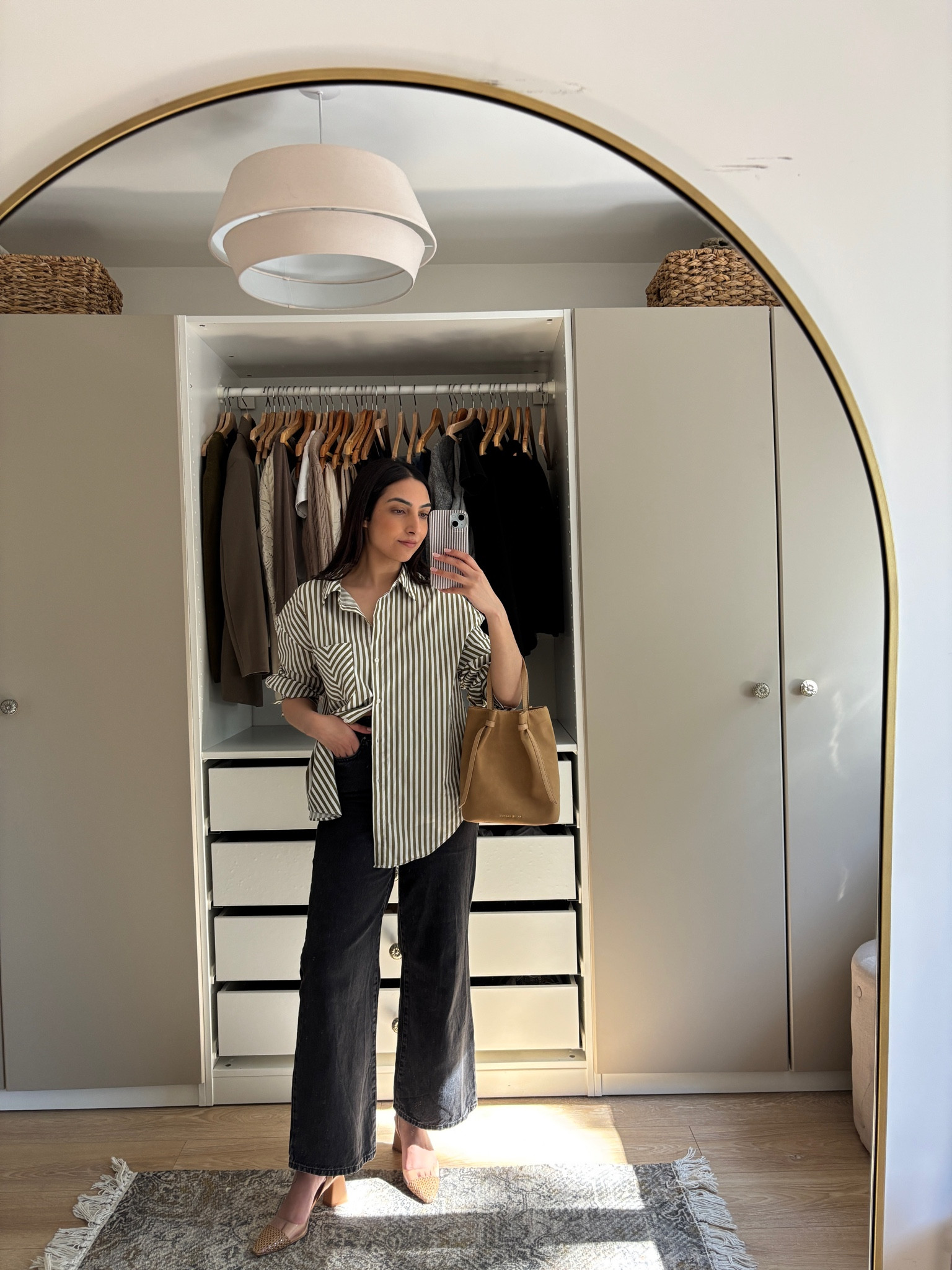 Oversized shirt, oversized cotton shirt, oversize striped cotton shirt, oversized striped shirt, green striped shirt, olive green striped shirt, mango, katie loxton, suede bag, suede bag, tan suede bag, bucket bag some, summer bag, block heel, tan block heel, white leg jeans, new look, grey jeans, black jeans, brunch outfit, summer outfit, dress up outfit, minimal outfit,

#LTKfindsunder50 #LTKeurope #LTKSeasonal