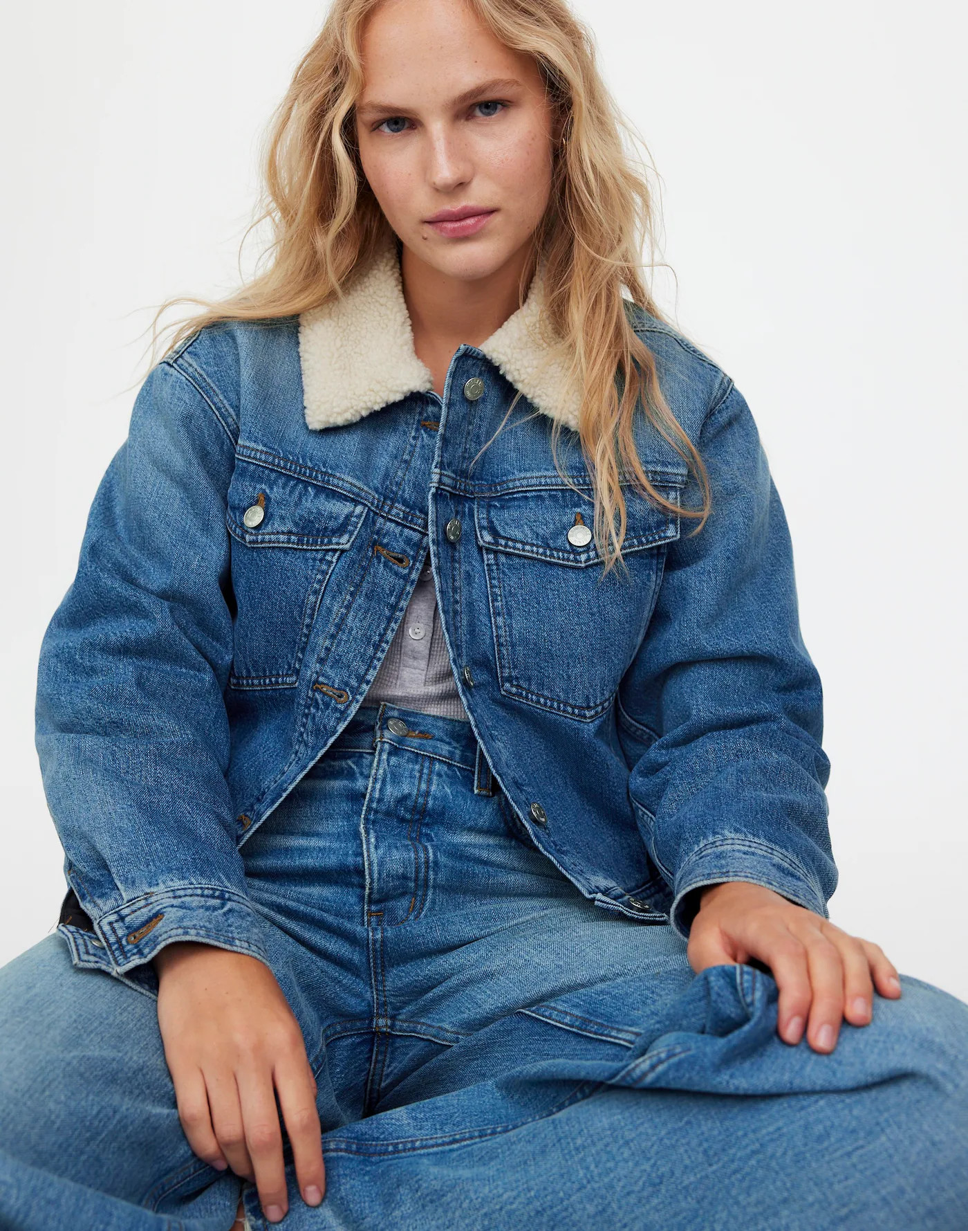 Sherpa-Collar Jean Jacket in Lanesboro Wash | Madewell | Madewell