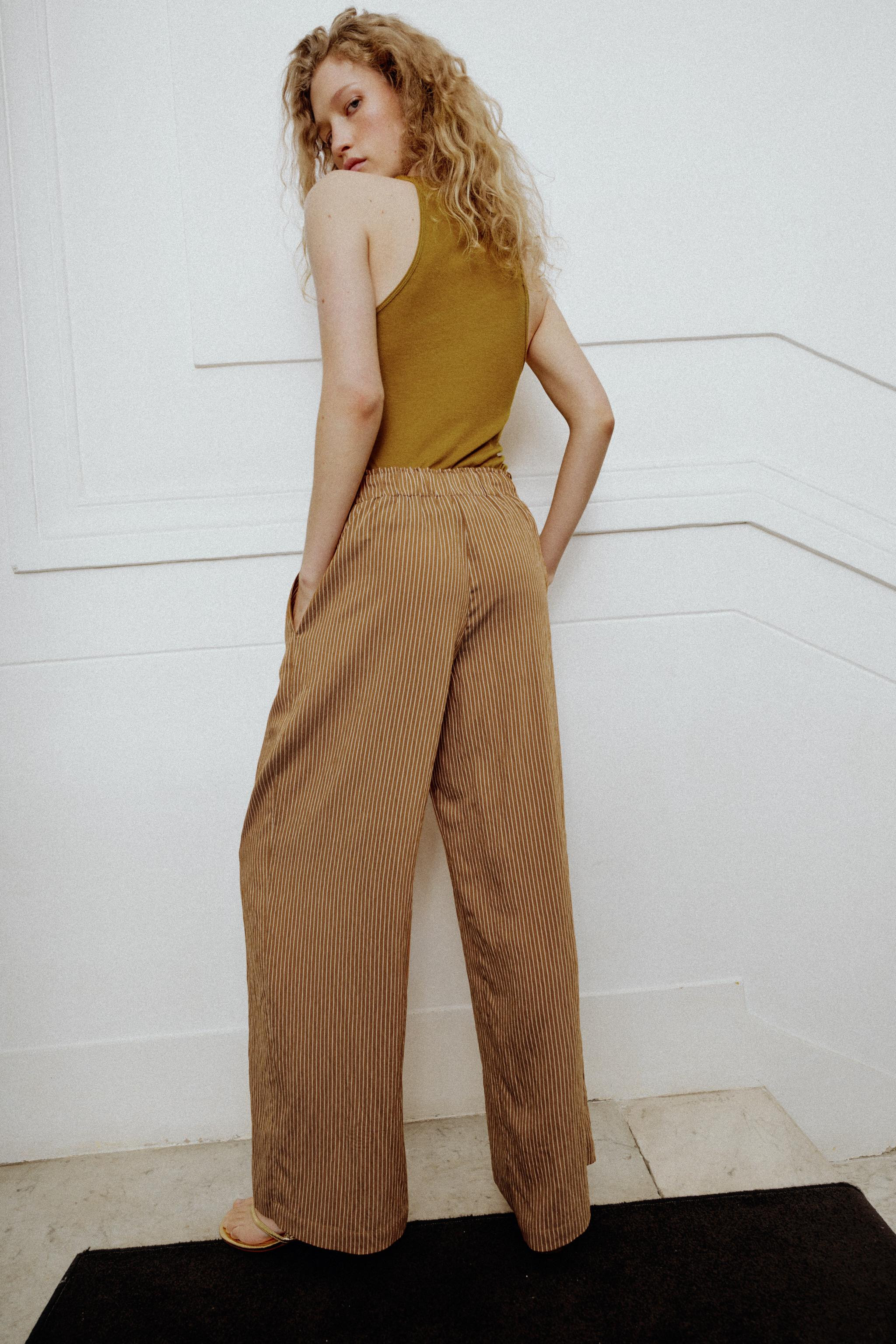 STRIPED WIDE LEG PANTS | Zara US