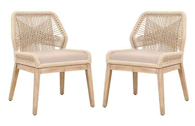 S/2 Easton Rope Side Chairs, Sand/Light Gray | One Kings Lane