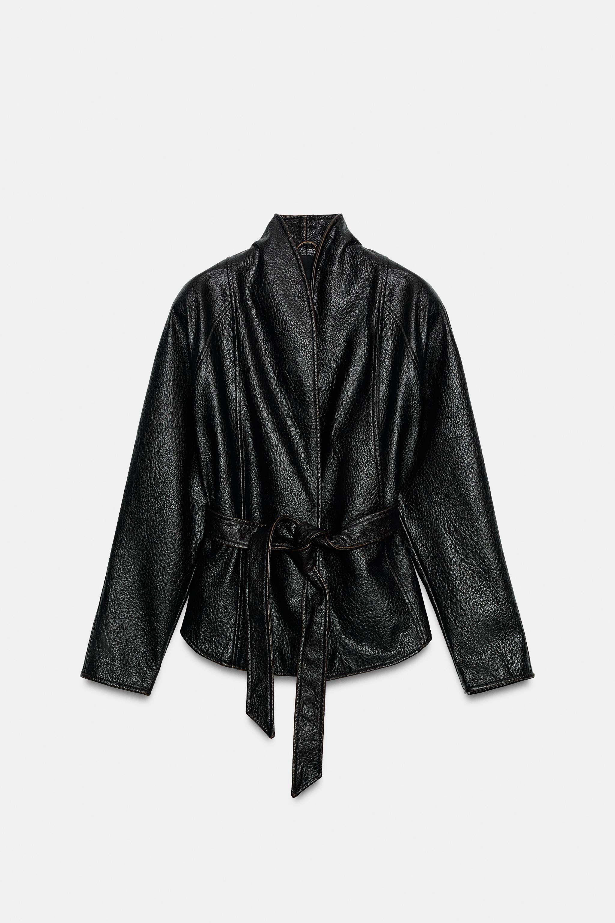 ZW COLLECTION FAUX LEATHER BELTED JACKET | Zara US