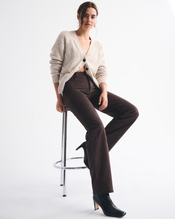 High Rise 90s Relaxed Vegan Suede Pant | Abercrombie & Fitch (US)