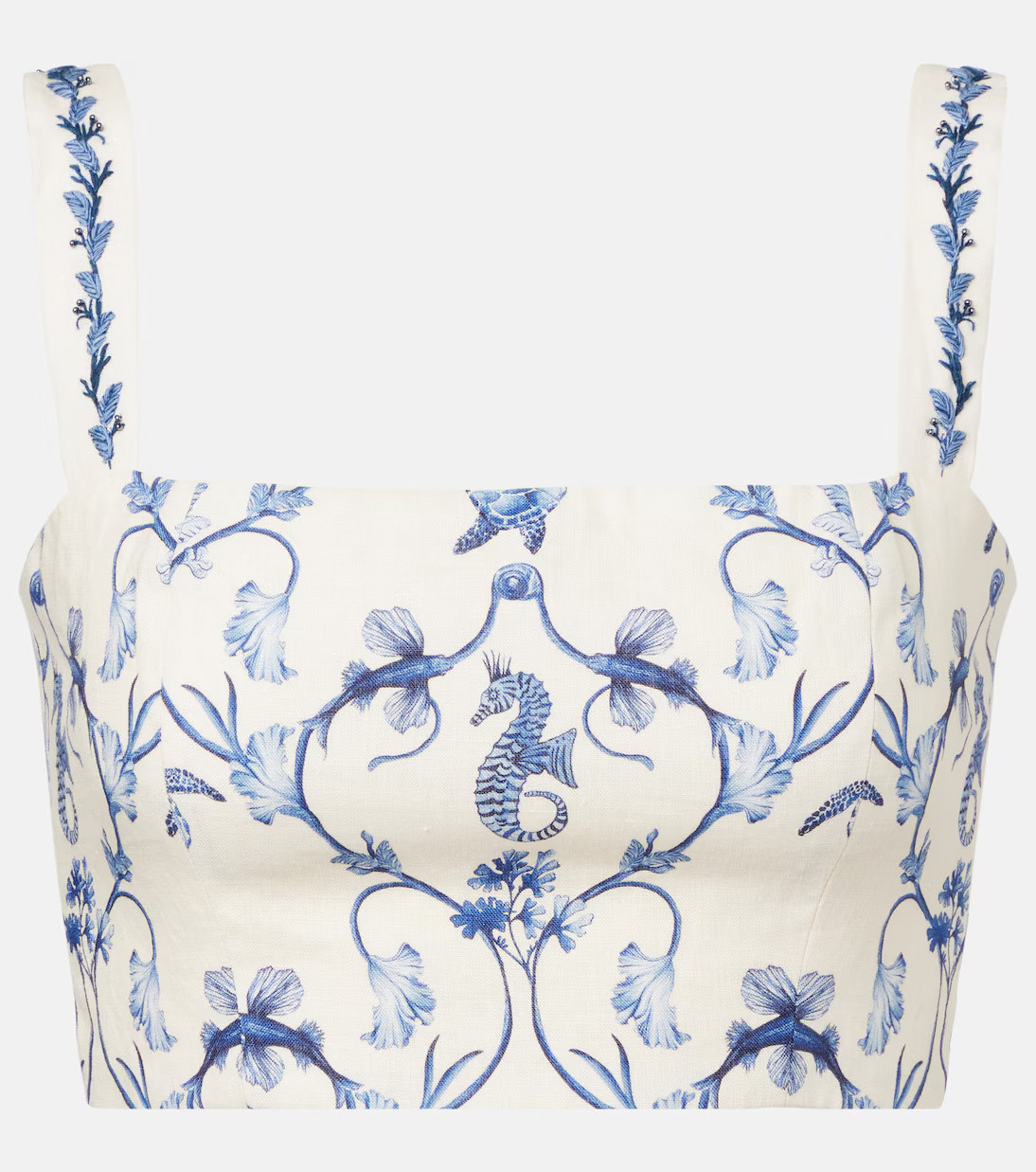 Cacao floral linen crop top | Mytheresa (US/CA)