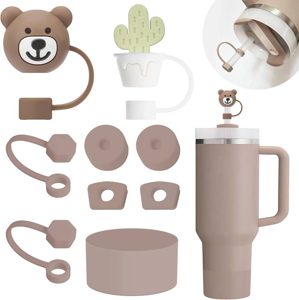 Cup Accessories Set Includes 6Pcs Silicone Spill Proof Stopper, 2Pcs Straw Cover Cap for 9-10 mm ... | Amazon (US)