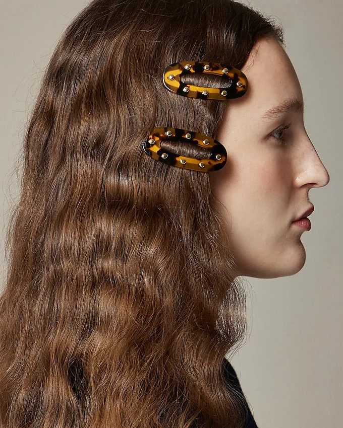 Studded tortoise shell hair clips two-pack | J. Crew US