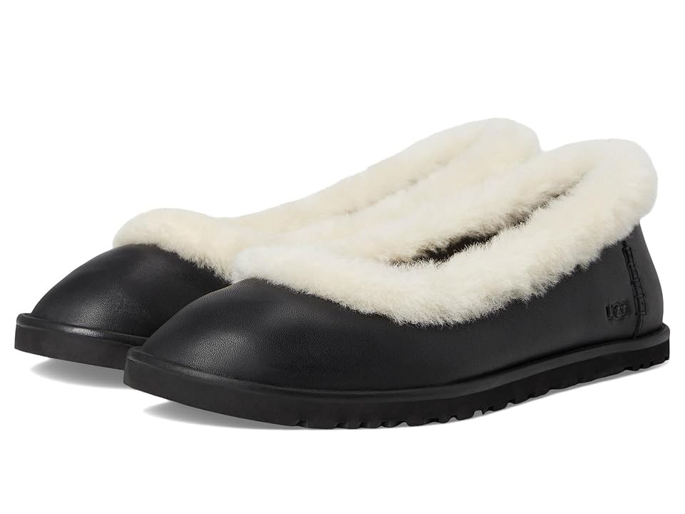 UGG Zora Leather Ballet Flat Women's Shoes Black : 7 B - Medium | Zappos