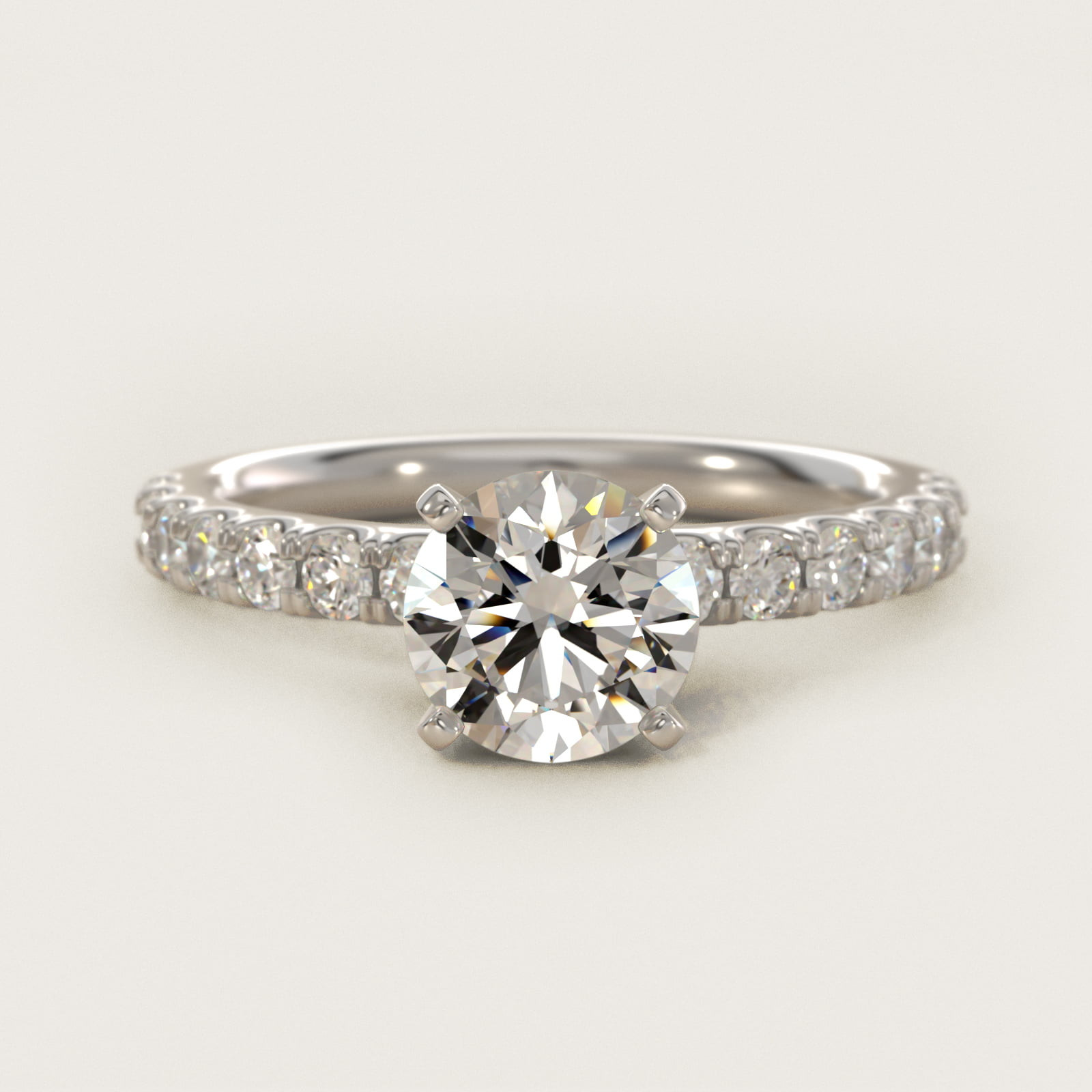 Scalloped Pavé Diamond Engagement Ring in 14K White Gold (3/8 ct. tw.) | Blue Nile