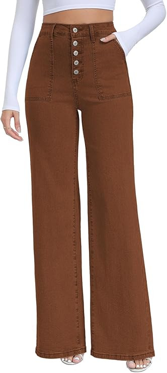 MARIASHA Women's Straight Leg Jeans High Waisted Button Fly Stretch Denim Pants for Women | Amazon (US)