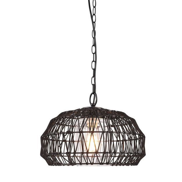 Novogratz x Globe Diego 1-Light Woven Fabric Outdoor Plug-In Pendant Light | Target