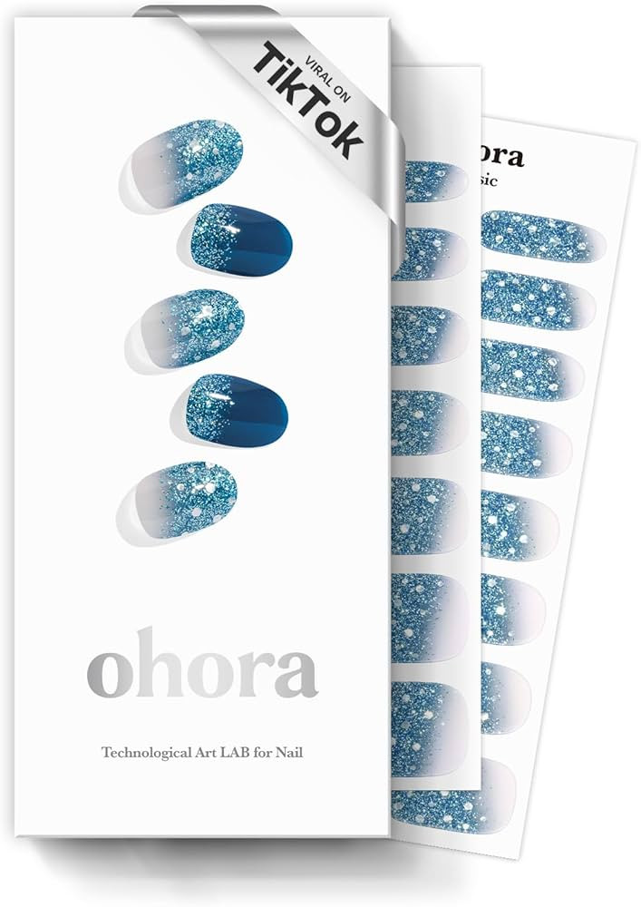 ohora Semi Cured Gel Nail Strips (N Waterbomb) - Blue, Glitter, Works with Any UV/LED Lamps, Salo... | Amazon (US)