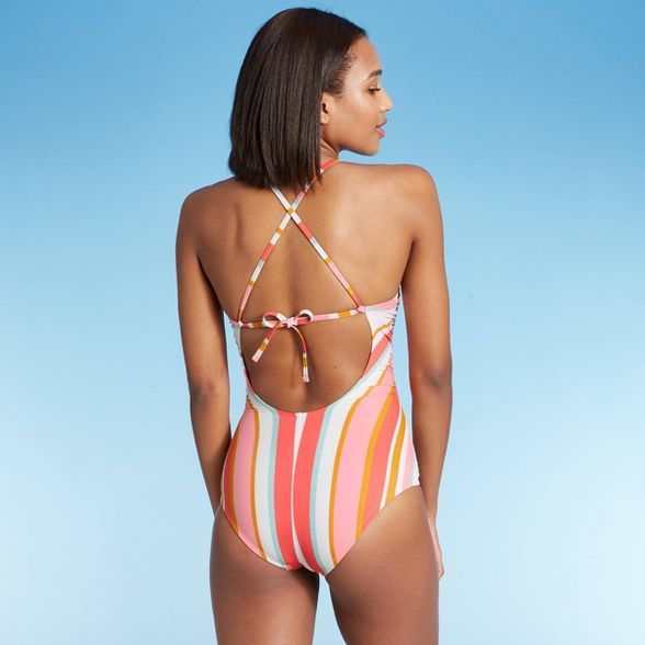 Women's Square Neck One Piece Swimsuit - Kona Sol™ Multi Stripe | Target