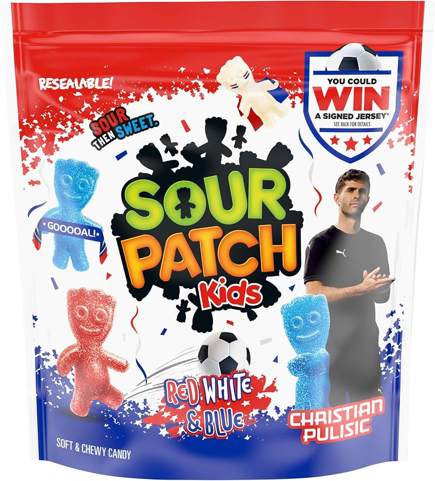 SOUR PATCH KIDS Red, White & Blue Soft & Chewy Gummy Candy, Bulk Candy, 1.8 lb | Amazon (US)