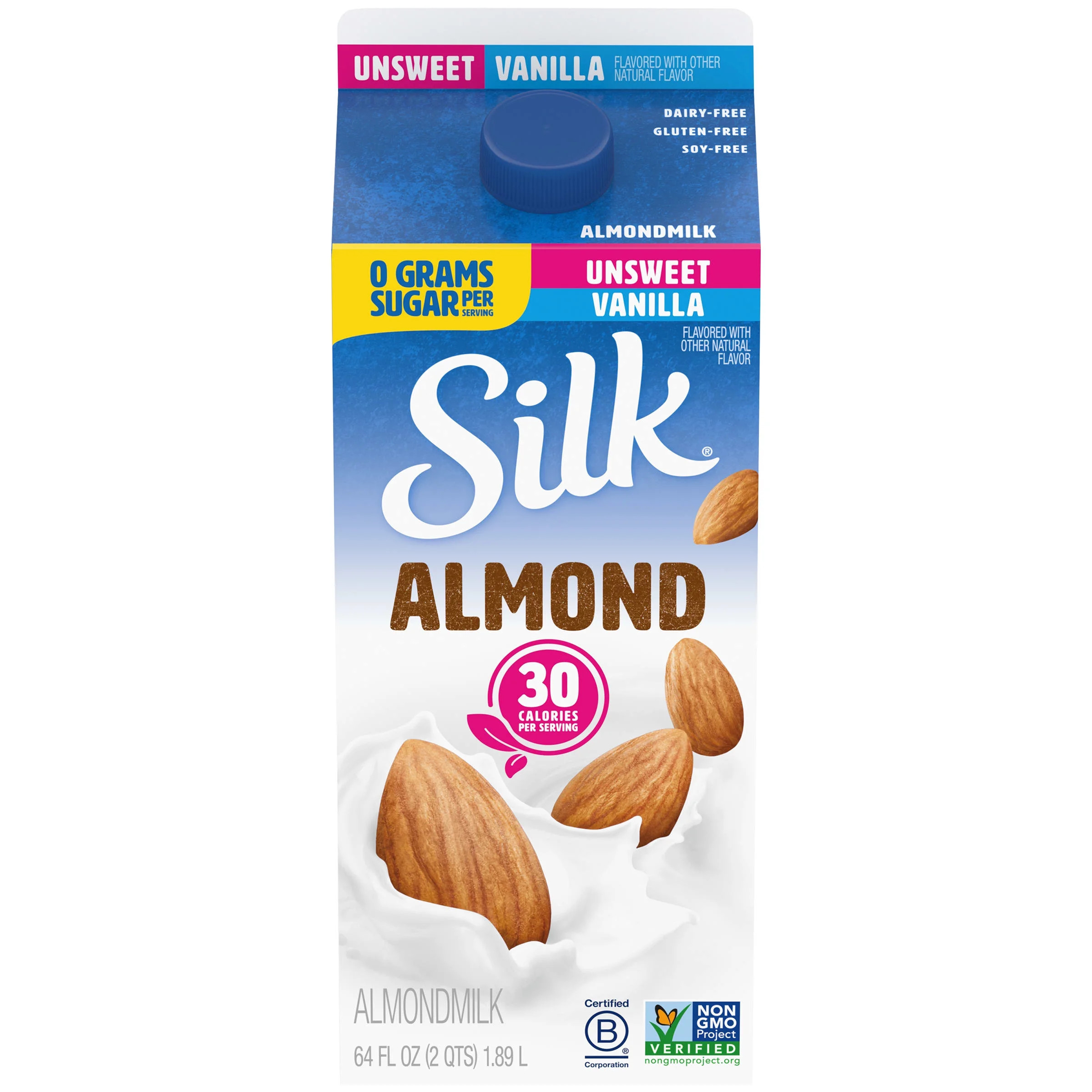 Silk Unsweetened Vanilla Almond Milk, Half Gallon - Walmart.com | Walmart (US)
