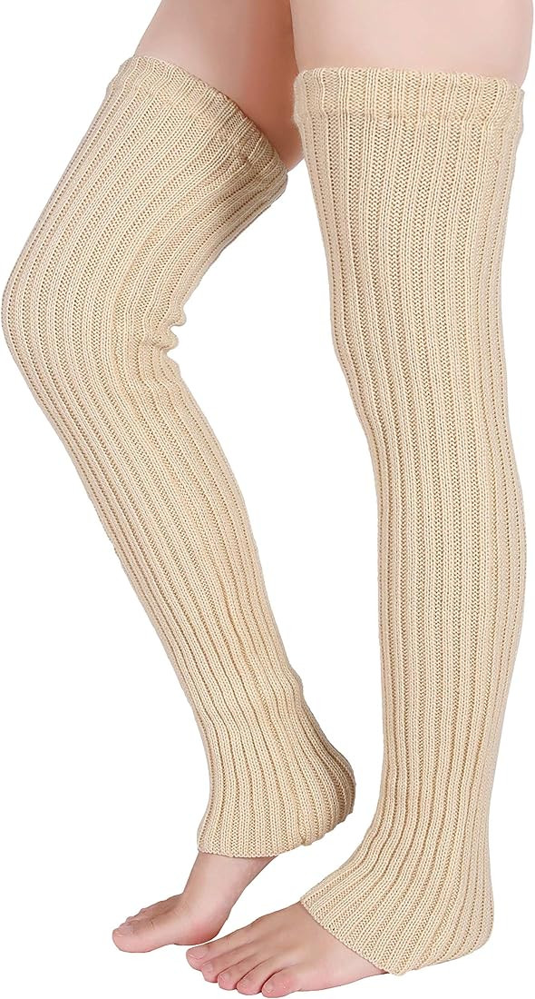 Pareberry Women's Winter Over Knee High Footless Socks Knit Warm Long Leg Warmers | Amazon (US)
