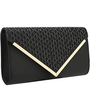 CHARMING TAILOR Elegant Satin Evening Clutch for Women formal Shimmering Rhinestones Laser-cut Fl... | Amazon (US)