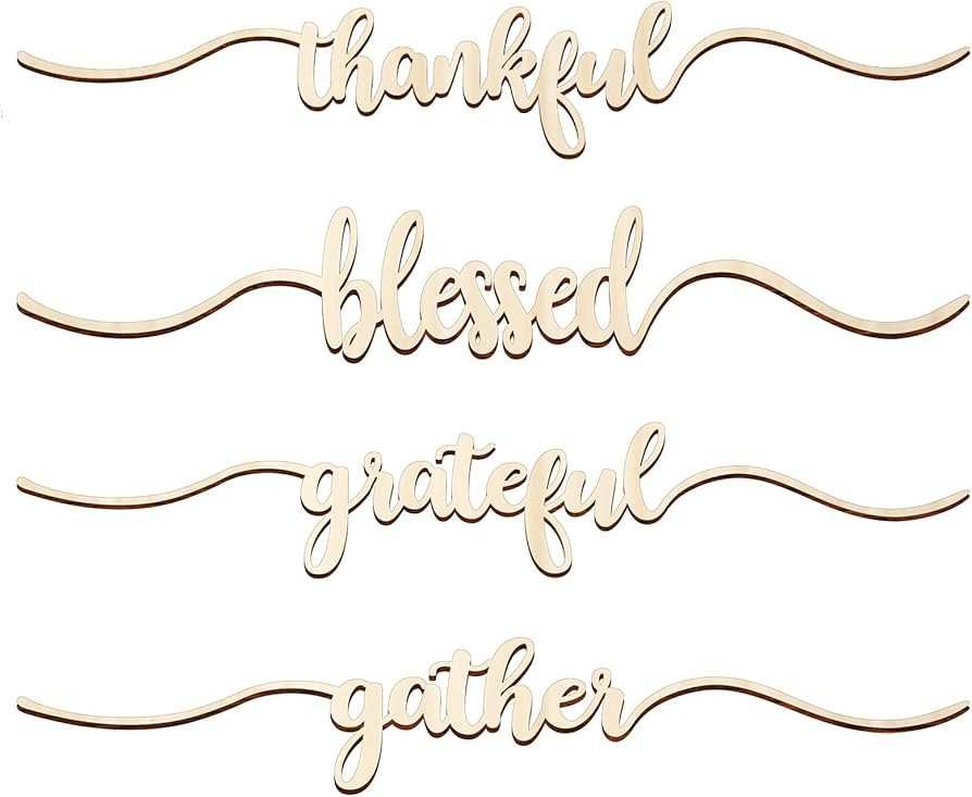 Jetec 8 Pieces Thankful Wood Cutout Cards Sign Grateful Blessed Gather Wood Word Table Sign Decor... | Amazon (US)