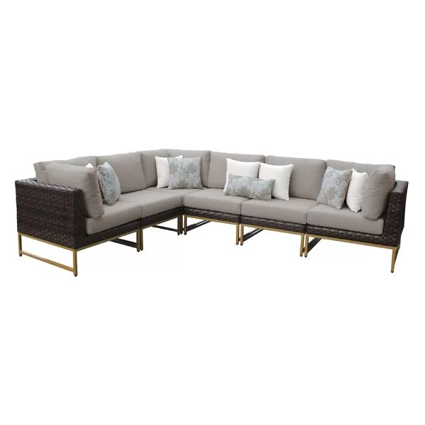 Savion 124'' Wide Outdoor Reversible Patio Sectional with Cushions | Wayfair North America
