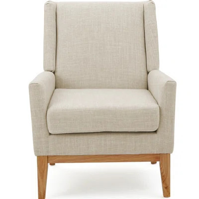 Beige Fabric Mid Century Modern Chair - Padded Cushion Seat For Comfort, 28.02"d X 28.6"w 37.44"h Home & Office Accent A Graceful Appearance, | Wayfair North America