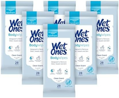 Wet Ones Body Wipes, Clean Scent, 28 ct (6 Pack) | Amazon (US)