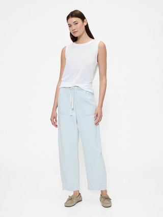 Mid Rise SuperSoft Pull-On Barrel Jeans | Gap Factory