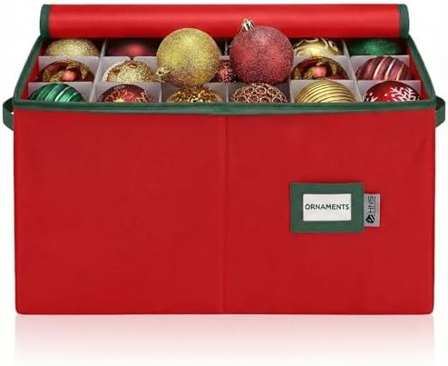 Christmas Ornament Storage Container with Dividers - Box Stores Up to 54 Ornaments, Zippered, Con... | Amazon (US)