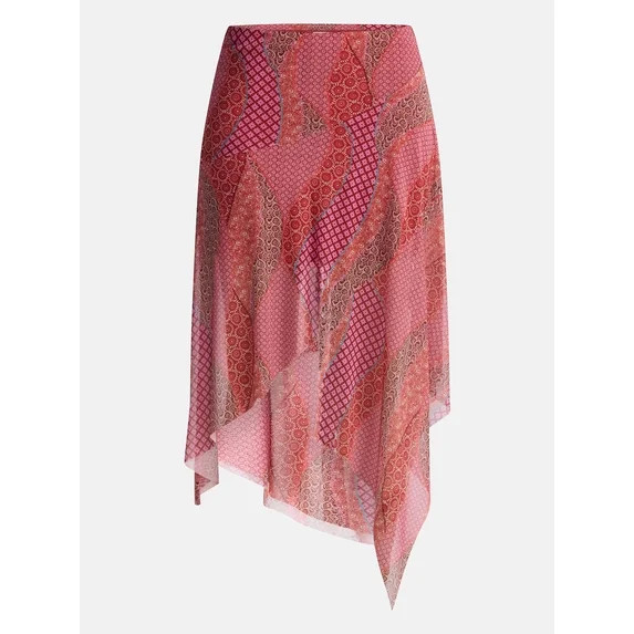 No Boundaries Asymmetrical Mesh Midi Skirt, Women's XXS-XXL | Walmart (US)