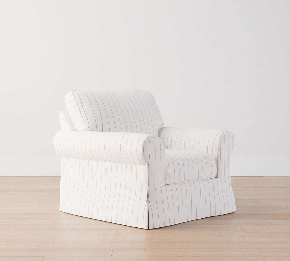 Buchanan Roll Arm Slipcovered Swivel Armchair | Pottery Barn (US)