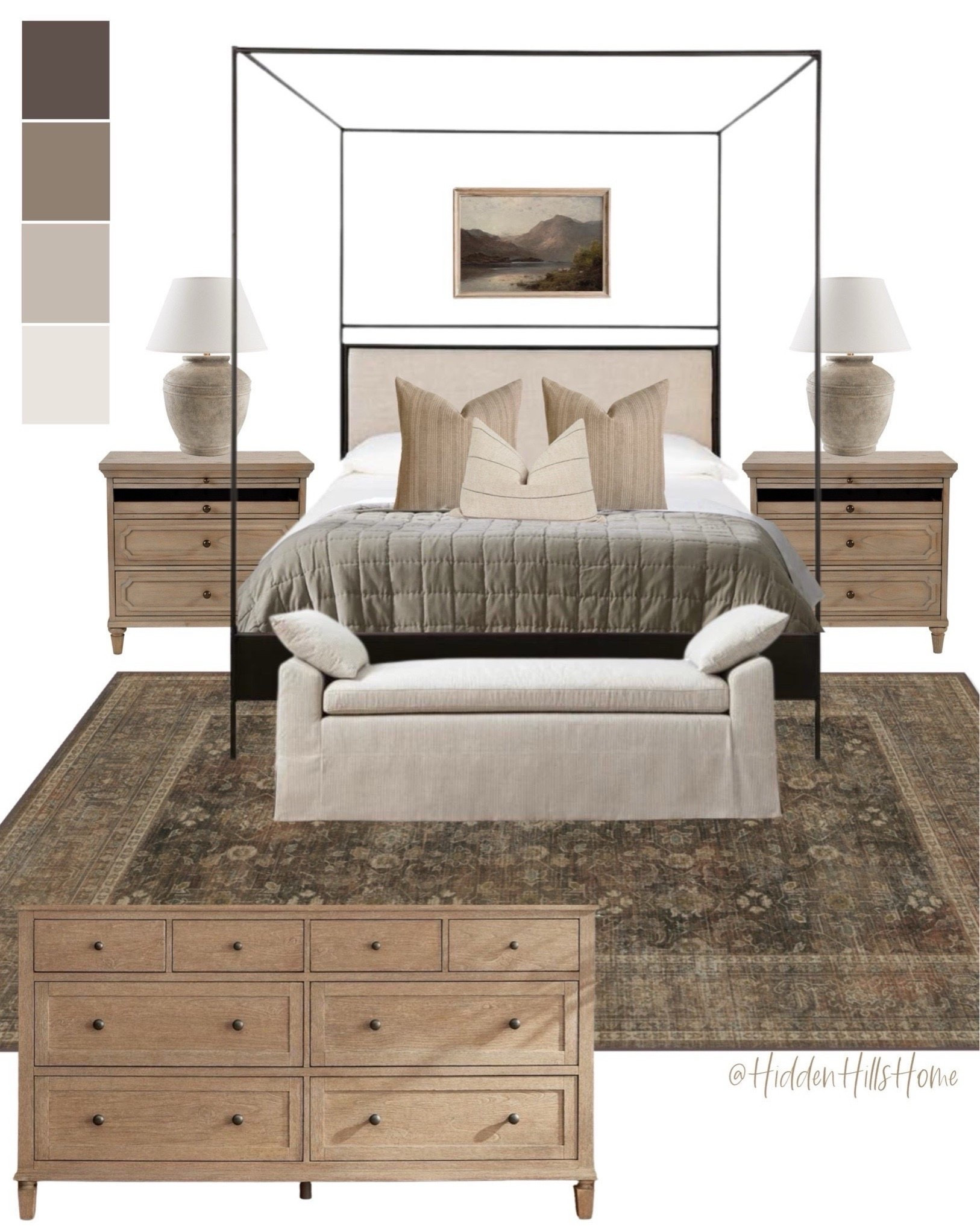 Master Bedroom decor, bedroom mood board with a canopy bed, home decor, master bedroom design, bedding, nightstands #bedroom

#LTKHome #LTKSeasonal #LTKSaleAlert