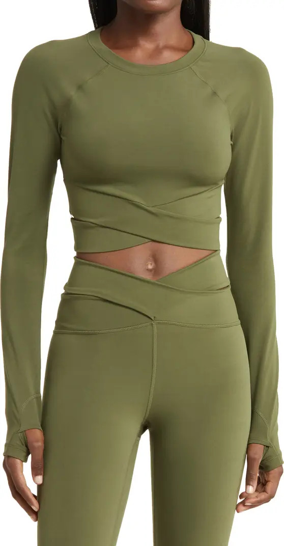 Perform Crossband Long Sleeve Crop Top | Nordstrom