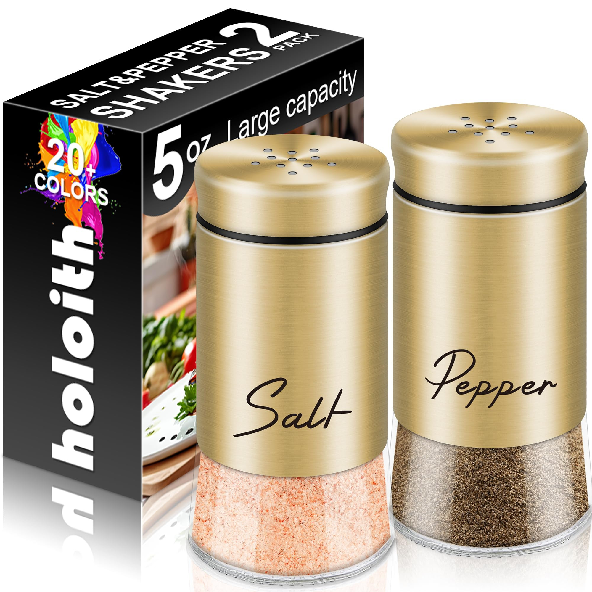 Gold Salt and Pepper Shakers Set, 5 oz Modern Farmhouse Kitchen Decor and Accessories for Restaur... | Amazon (US)