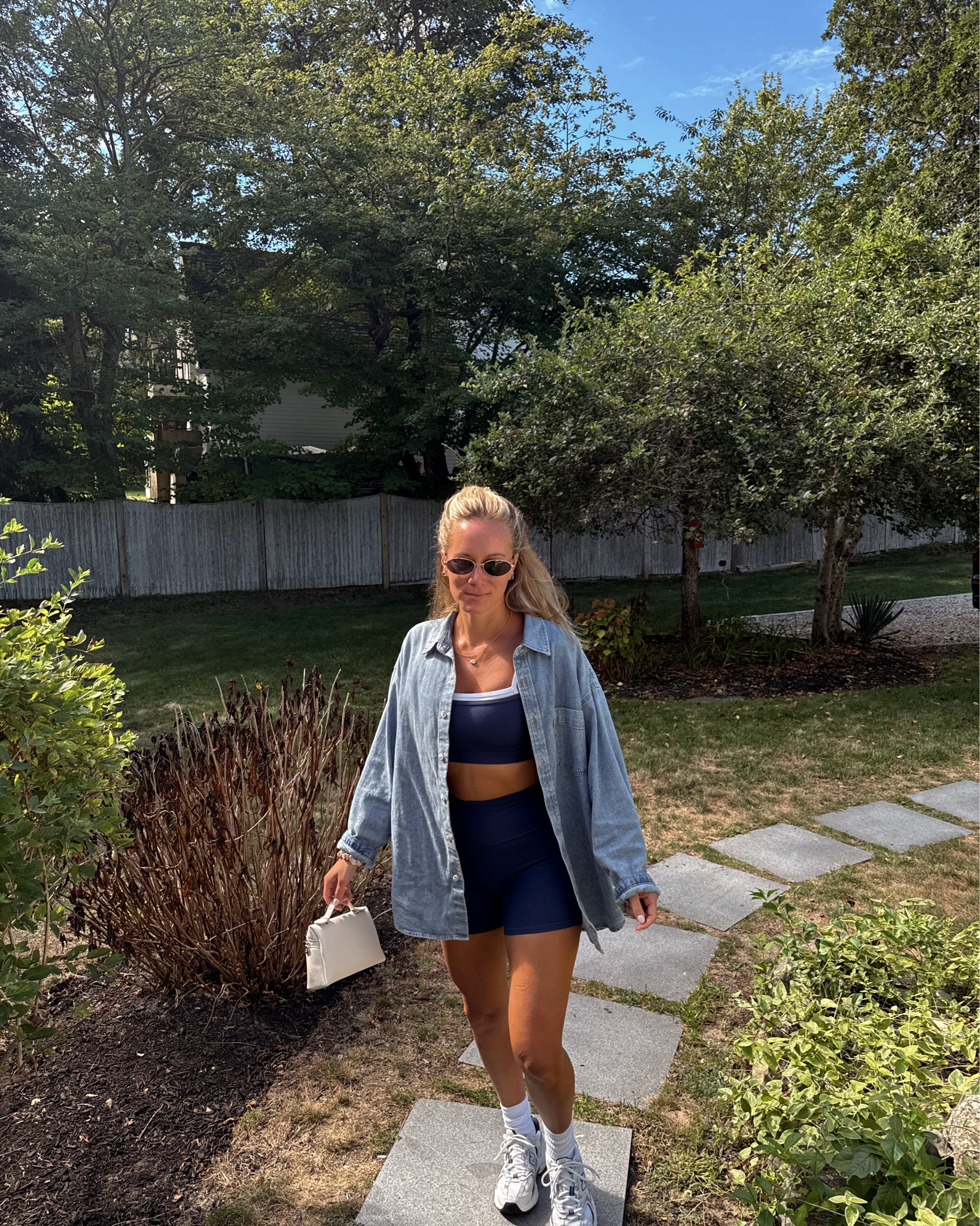 Casual summer to fall athleisure fit - YPB set with Aritzia oversized shirt. I’m wearing small in set & medium in top. 

YPB workout set, matching set, activewear, Amazon designer look for less bag, navy matching set, best walking sneakers, trendy bag, trendy sneakers, fall denim top

 

#LTKActive #LTKShoeCrush #LTKItBag