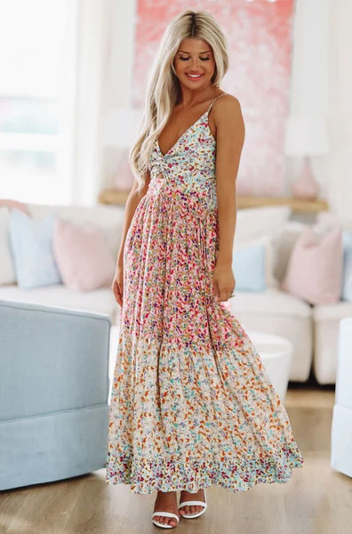 My Way Maxi Dress - Blue and Green | Hazel and Olive