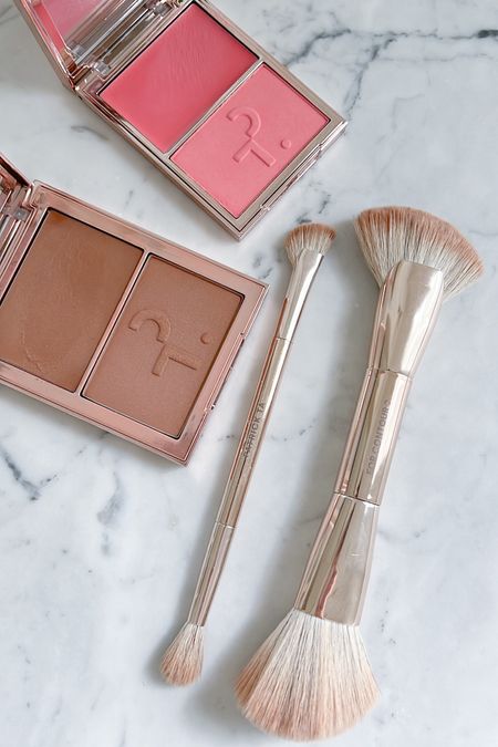 Cream bronzer/powder duo- Color:  she’s bronzed. 
Cream blush/powder duo. - color: she’s that girl. 
Patrick Ta. 

#LTKbeauty #LTKMostLoved