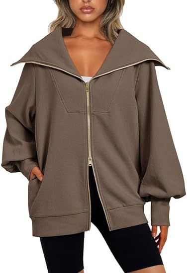 EFAN Womens Oversized Zip Up Sweatshirts Winter Jackets Coats Outfits for Women Fall Fashion 2023... | Amazon (US)