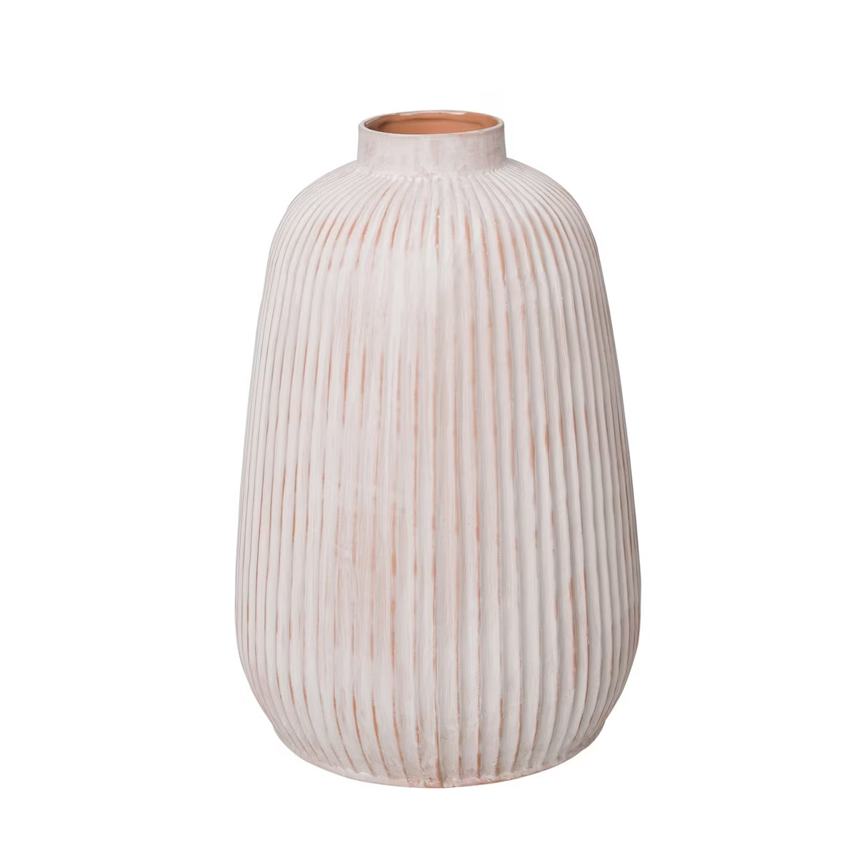 VIP Terracotta 14 in. White Textured Gourd Style Vase | Target