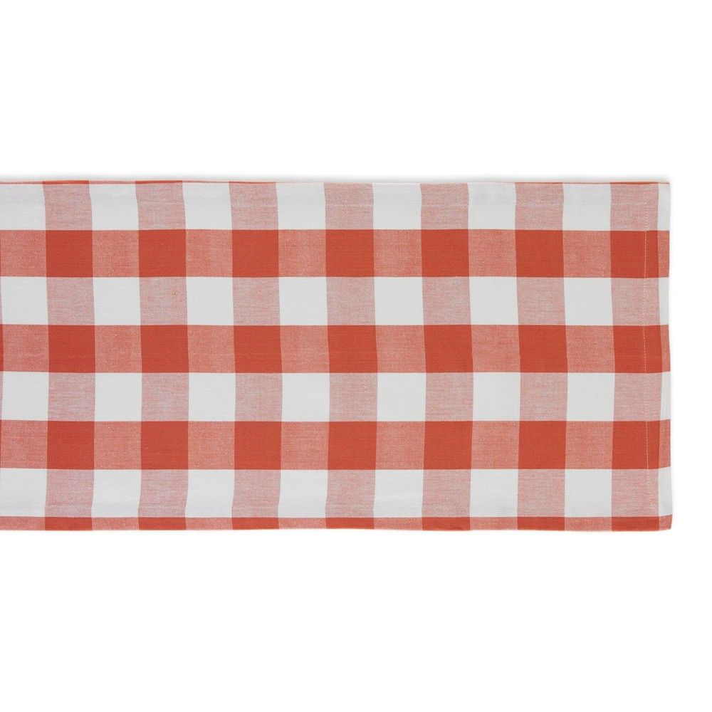 72"" x 14"" Cotton Buffalo Check Kitchen Table Runner Red - Design Imports | Target