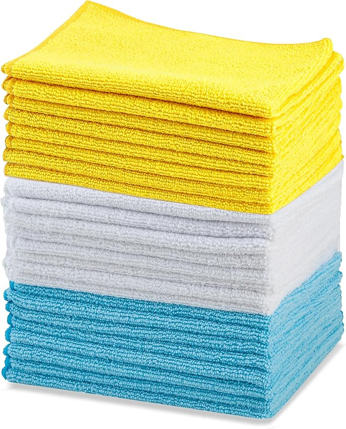 Amazon Basics Microfiber Cleaning Cloths, Lint Free, Absorbent, Streak Free, Non-Abrasive, Reusab... | Amazon (US)