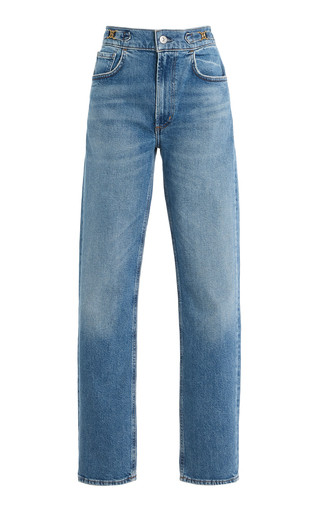 Blaine Horsebit-Detailed Stretch High-Rise Straight-Leg Jeans | Moda Operandi (Global)