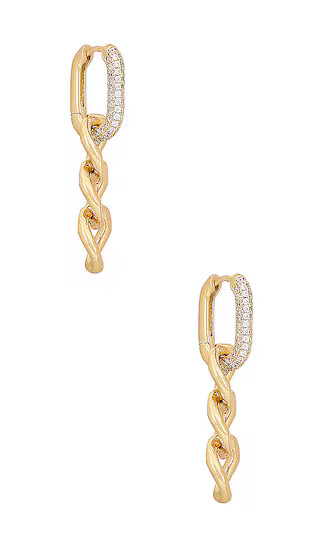 Hanging Pave Chain Link Huggies in Gold | Revolve Clothing (Global)