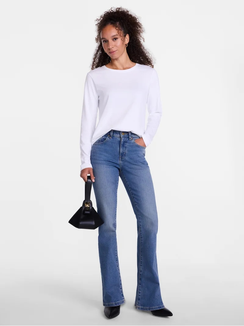 Scenario Women's Mid Rise Bootcut Jeans, Sizes 0-20, 0S-20S, 4L-14L | Walmart (US)