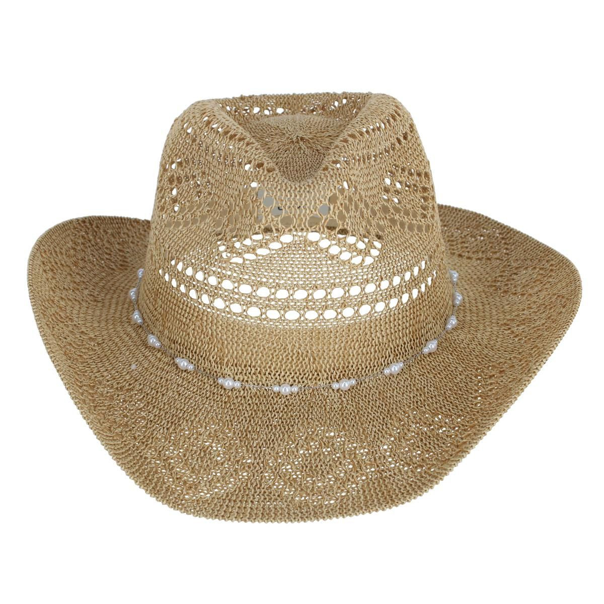David & Young Women's Straw Cowboy Hat with Pearl Hatband | Target