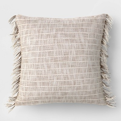 20"x20" Slubbed Stripe Textural Woven Square Outdoor Throw Pillow Cream - Threshold™ | Target